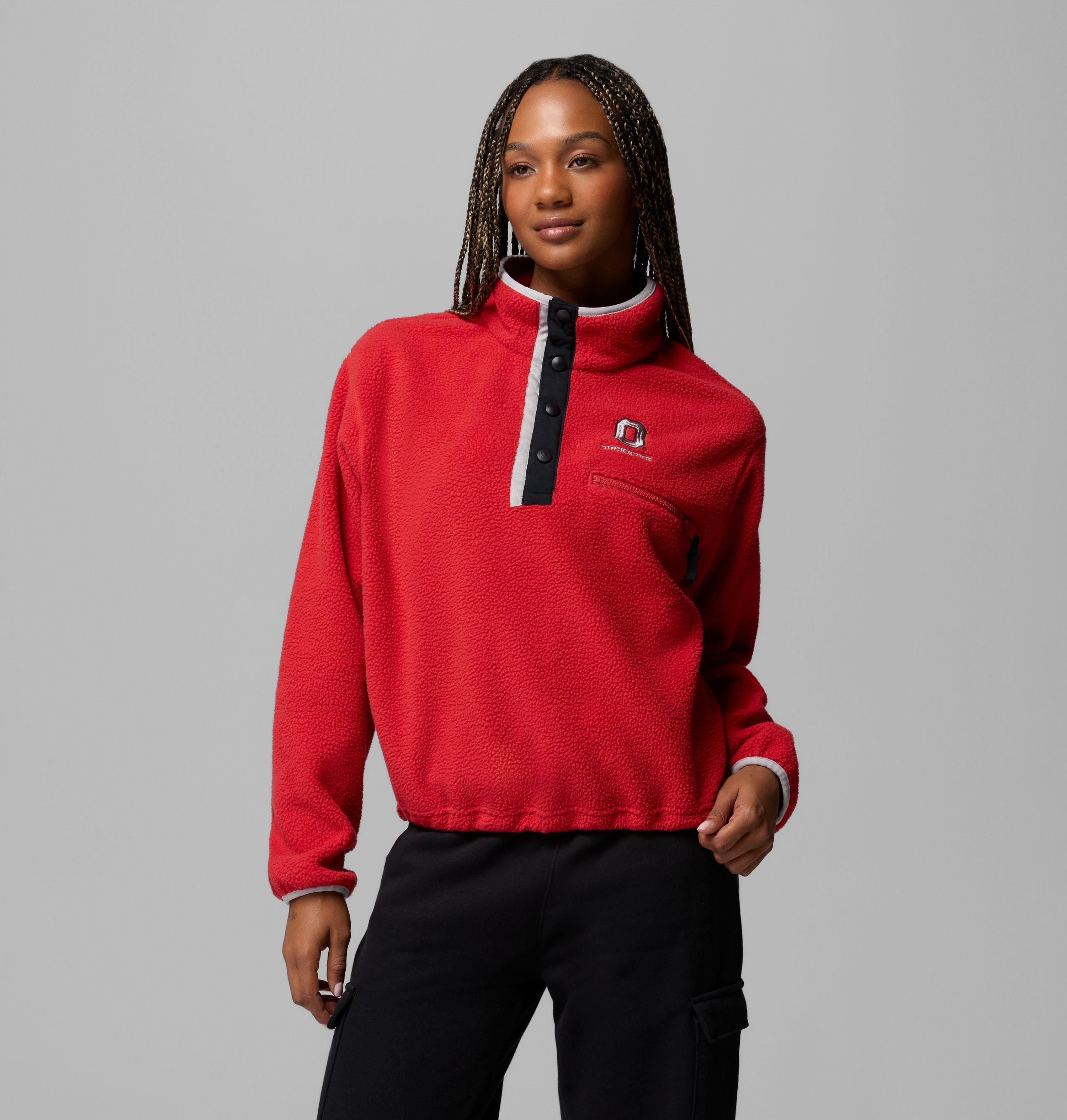 Women's Collegiate Helvetia Cropped Half Snap Fleece - Ohio State