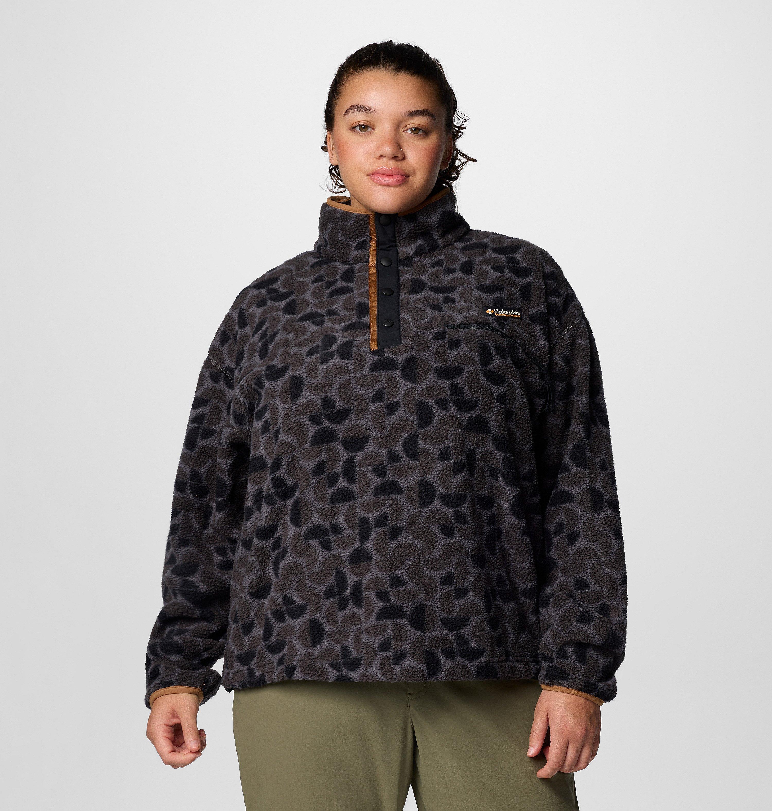 Women's Helvetia II Printed Cropped Half Snap Fleece Pullover - Plus Size