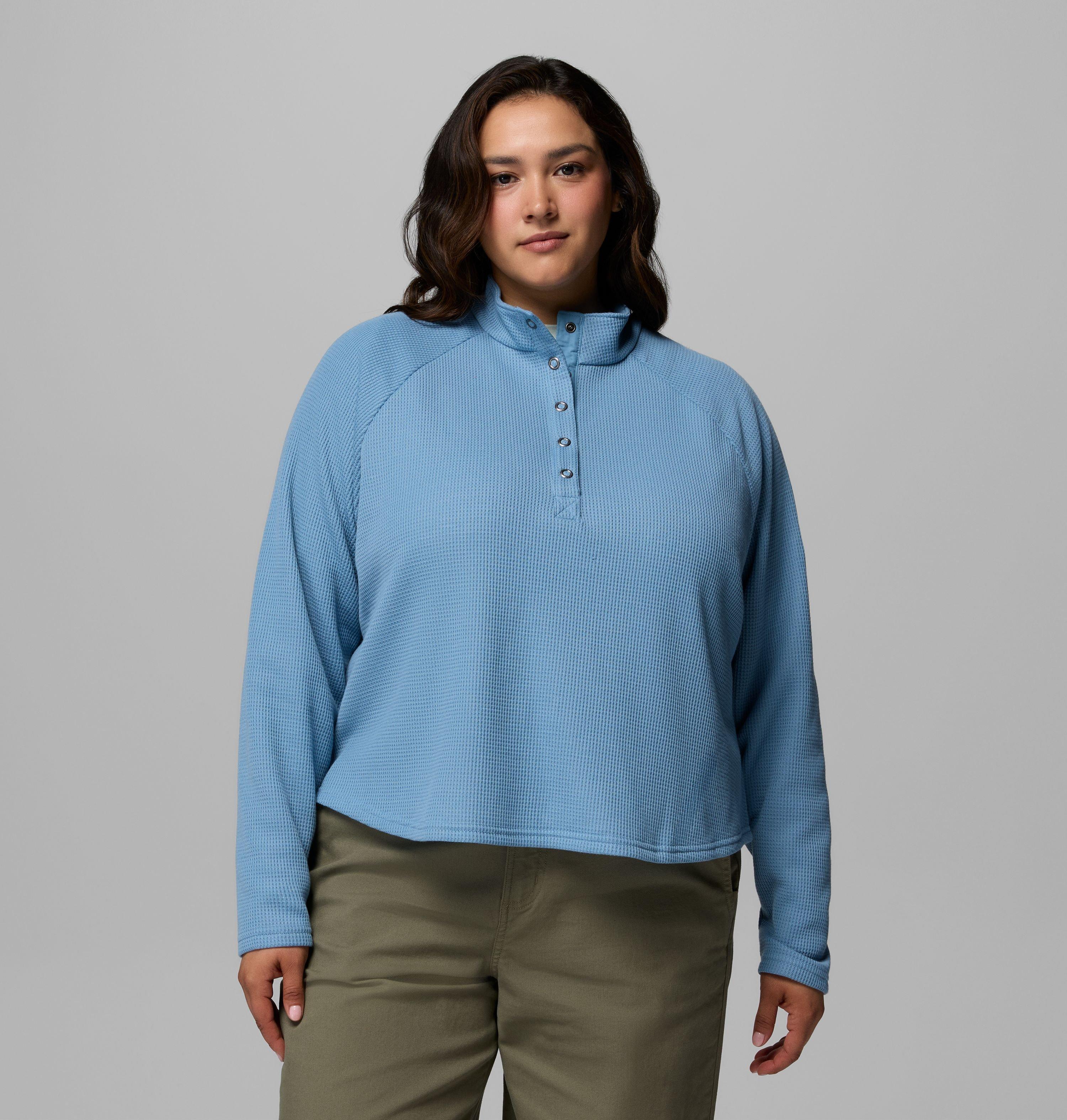 Women's Holly Hideaway Waffle Half Snap Shirt - Plus Size