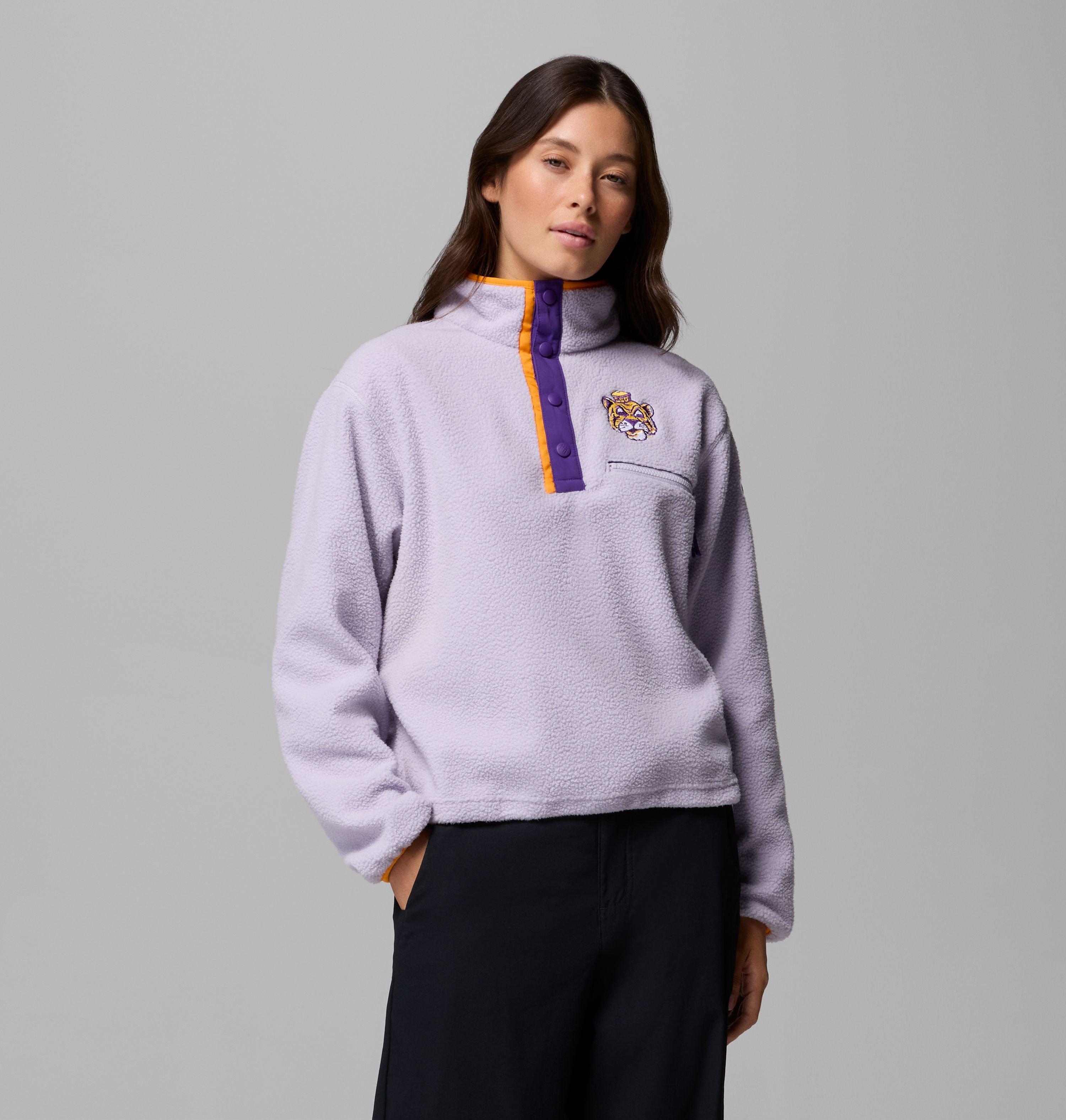 Women's Collegiate Helvetia Cropped Half Snap Fleece - LSU