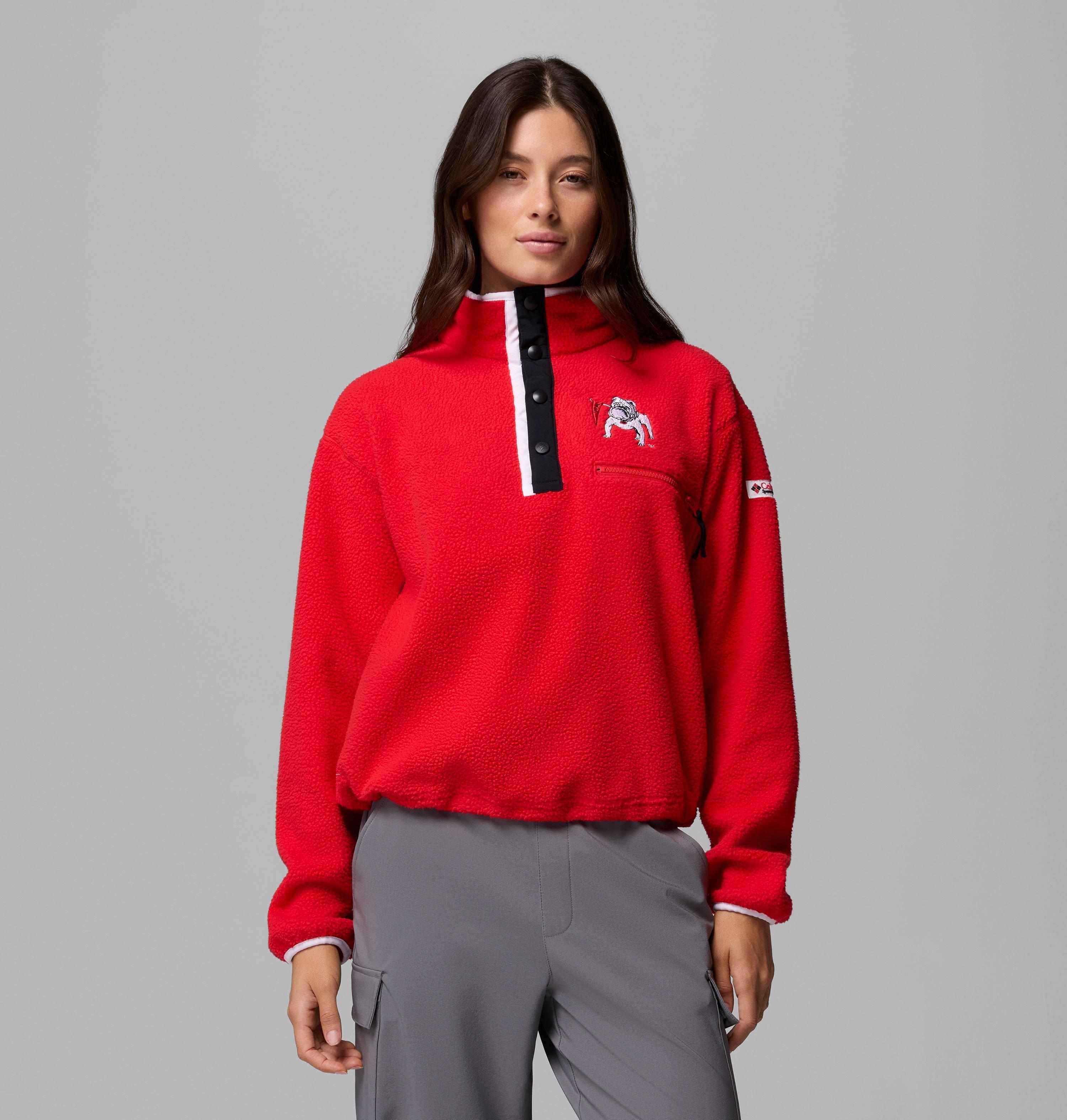 Women's Collegiate Helvetia Cropped Half Snap Fleece - Georgia